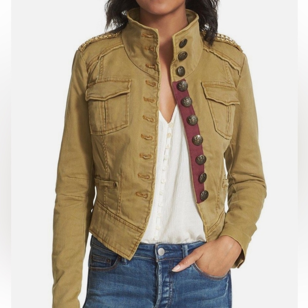 Free People Military Style Jacket - dark khaki color - size XS